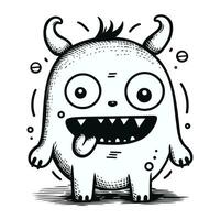 grappig tekenfilm monster. vector illustratie. eps10. zwart en wit