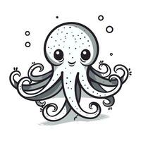 schattig tekenfilm Octopus. vector illustratie geïsoleerd Aan wit achtergrond.