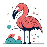 flamingo. tropisch vogel. vector illustratie in lijn kunst stijl