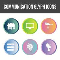 unieke communicatie glyph vector icon set