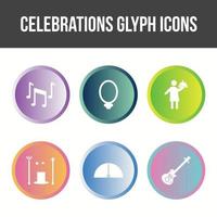 unieke viering glyph vector icon set