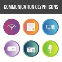 unieke communicatie glyph vector icon set