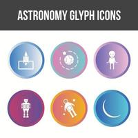 unieke astronomie glyph vector icon set