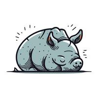 vector illustratie van een schattig tekenfilm neushoorn. geïsoleerd Aan wit achtergrond.