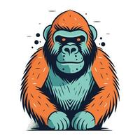 gorilla geïsoleerd Aan wit achtergrond. vector illustratie in tekenfilm stijl.