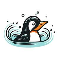 schattig pinguïn zwemmen in water. vector illustratie geïsoleerd Aan wit achtergrond.