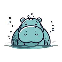 nijlpaard in water. schattig tekenfilm karakter. vector illustratie.
