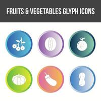 unieke fruit en groente vector icon set