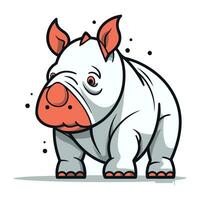 schattig tekenfilm neushoorn. vector illustratie geïsoleerd Aan wit achtergrond.