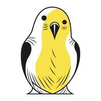 schattig zwart en geel vogel geïsoleerd Aan wit achtergrond. vector illustratie.