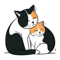 schattig kat en kat zittend Aan wit achtergrond. vector illustratie.