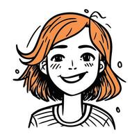 vector illustratie van een jong vrouw met rood haar- lachend. tekenfilm stijl.