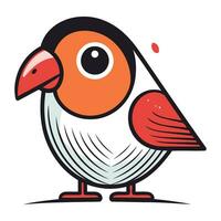 vector illustratie van schattig tekenfilm weinig rood vogel geïsoleerd Aan wit achtergrond.