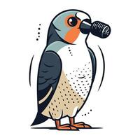 pinguïn drinken van een fles. vector illustratie in tekenfilm stijl.