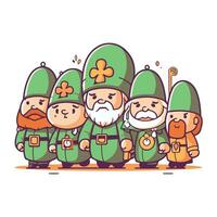 tekenfilm kabouters. gelukkig st patricks dag. vector illustratie