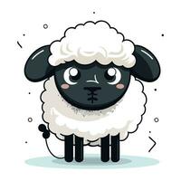 schattig schapen met verdrietig uitdrukking. vector illustratie in tekenfilm stijl.