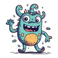 tekenfilm monster. vector illustratie van schattig monster. hand- getrokken monster.