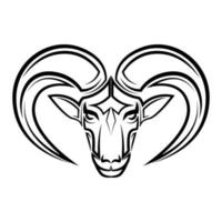 zwart-wit lijntekeningen van Barbarijse schapen hoofd. vector