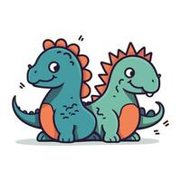 schattig tekenfilm dinosaurus. kleurrijk vector illustratie in tekening stijl.