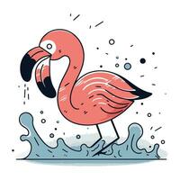 flamingo. hand- getrokken vector illustratie. geïsoleerd Aan wit achtergrond.