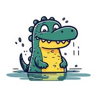krokodil vector illustratie. schattig tekenfilm krokodil.