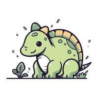 schattig weinig dinosaurus. vector illustratie in tekening stijl.