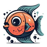 vector illustratie van een schattig tekenfilm vis. geïsoleerd Aan wit achtergrond.