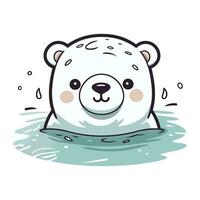schattig tekenfilm polair beer zwemmen in de water. vector illustratie.