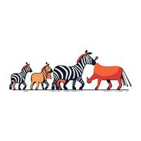 zebra familie. vector illustratie in tekenfilm stijl Aan wit achtergrond.