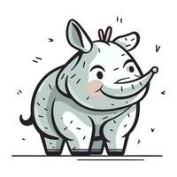 schattig neushoorn. vector illustratie in tekenfilm stijl.