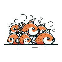 vector illustratie van een groep van grappig vis. geïsoleerd Aan wit achtergrond.