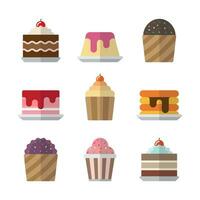 desserts set, taart, pudding, ijs room Aan wit achtergrond. vector illustratie