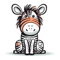 schattig zebra geïsoleerd Aan wit achtergrond. vector tekenfilm illustratie.