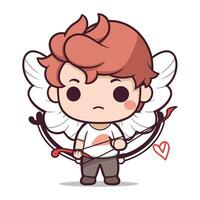 Cupido met boog en pijl schattig Cupido tekenfilm karakter vector