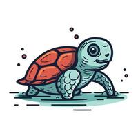 schattig tekenfilm schildpad Aan wit achtergrond. vector illustratie in tekening stijl.