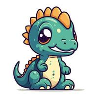 schattig tekenfilm baby dinosaurus geïsoleerd Aan wit achtergrond. vector illustratie.