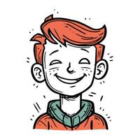 illustratie van een gelukkig jongen met rood haar. vector illustratie.