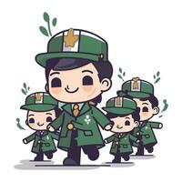 schattig jongen en meisje verkenner in uniform met gelukkig gezicht vector illustratie