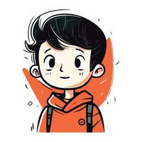 vector illustratie van een jongen met een rugzak. schattig tekenfilm karakter.