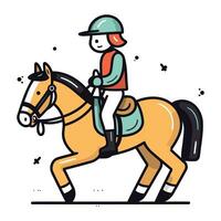 illustratie van een jockey rijden een paard. vector illustratie.