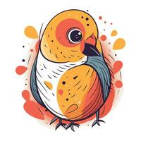 vector illustratie van schattig tekenfilm vogel. hand- getrokken tekening stijl.