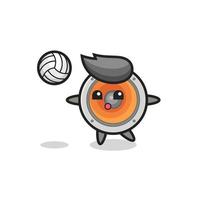 karakter cartoon van luidspreker speelt volleybal vector