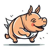 tekenfilm varken rennen. vector illustratie van een grappig tekenfilm varken.