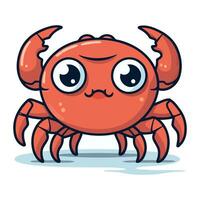 schattig tekenfilm krab karakter. vector illustratie geïsoleerd Aan wit achtergrond.