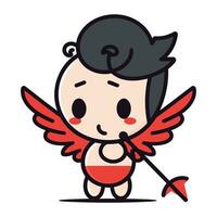 Cupido met boog en pijl. schattig tekenfilm vector illustratie.