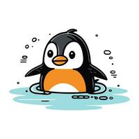 schattig tekenfilm pinguïn zwemmen in de water. vector illustratie.