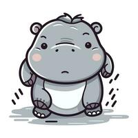 nijlpaard huilen vector illustratie. schattig tekenfilm dier karakter