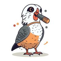 vector illustratie van een schattig vogel met een pijp in zijn bek.