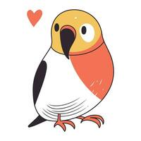 schattig papegaai met hart. vector illustratie in tekenfilm stijl.