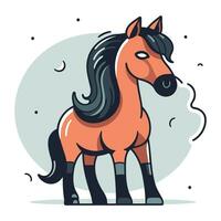 paard met lang manen. vector illustratie in tekenfilm stijl.